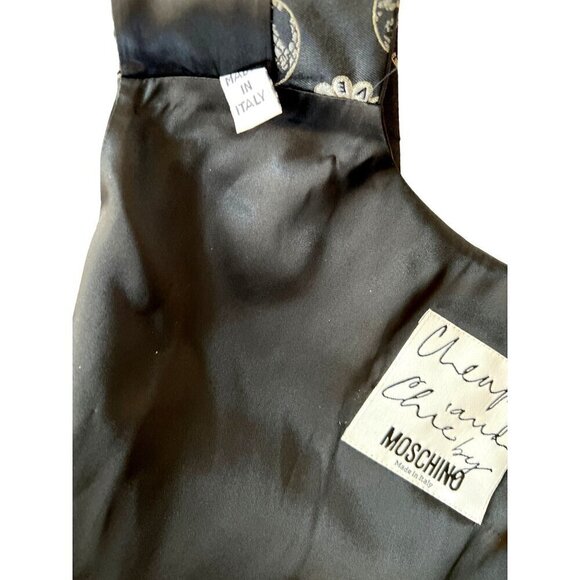 Cheap and Chic Moschino VTG Rare Mens Size 40 Black Vest Silk Earth Peace Love - Picture 9 of 16